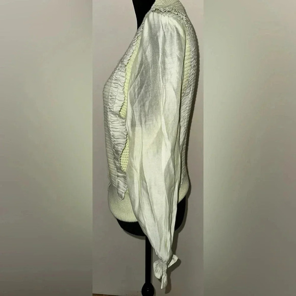 Cocobleu Mint Green Ruffle Sheer Wings Cardigan Sweater - Size M - Picture 5 of 8